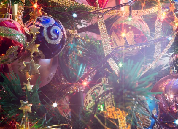 Christmas Tree Decorations Macro — Stock Photo, Image