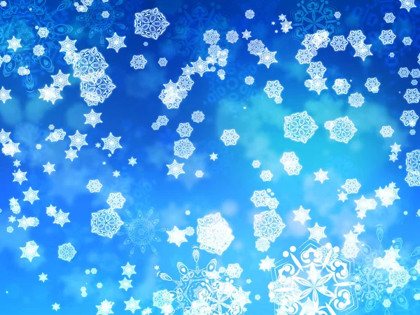 Blå bakgrund med snöflingor — Stockfoto