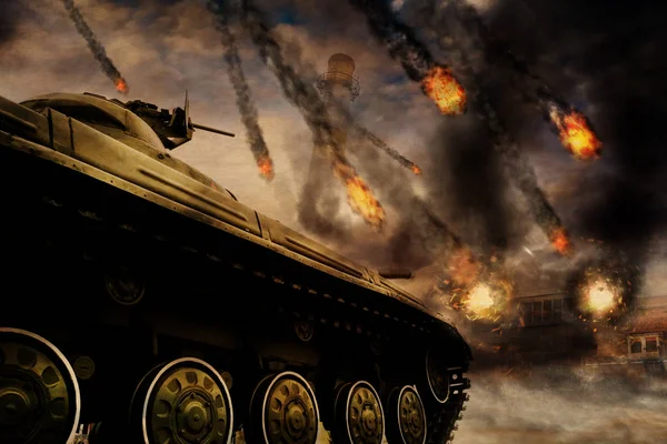 Military Tank on Battlefield — Stock Photo, Image