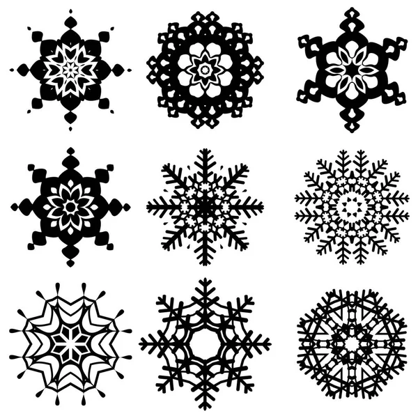 Decoratieve sneeuwvlokken set — Stockvector