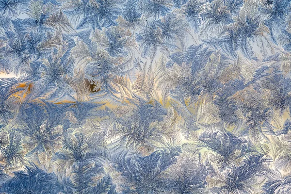 ウィンドウ上の冬の霜パターン — ストック写真
