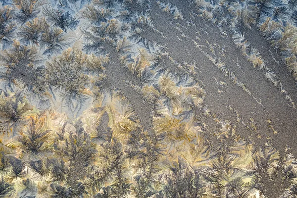 Winterfrostmuster am Fenster — Stockfoto
