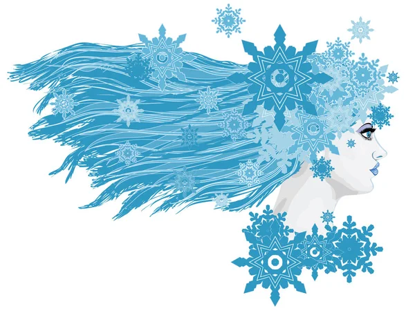 Zimní dívka s sněhové vločky — Stockový vektor