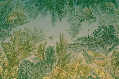 Kış buz kalıpları üzerinde pencere Retro