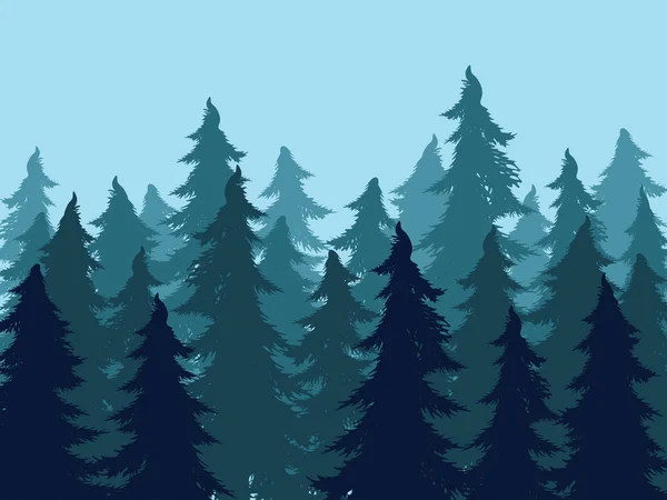 Alberi di abete silhouette forestali — Vettoriale Stock