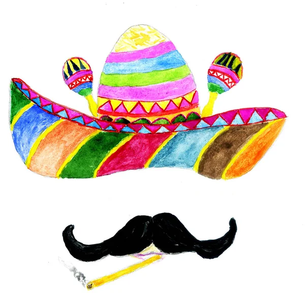 Sombrero Hat akvarell — Stockfoto