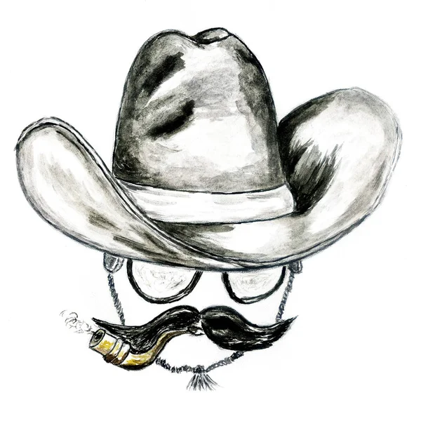 Chapéu Cowboy Aquarela — Fotografia de Stock