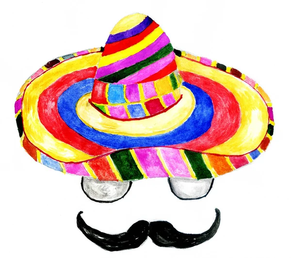 Sombrero Sombrero Sombrero Acuarela — Foto de Stock