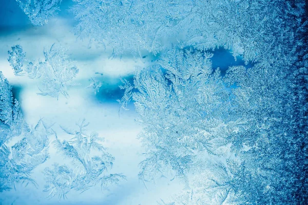 Patrones de heladas de invierno en la ventana Retro — Foto de Stock