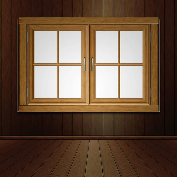 Holzfenster im Zimmer — Stockfoto