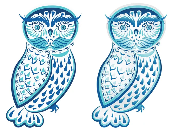 Blue Ornamental Owl — Stock Vector