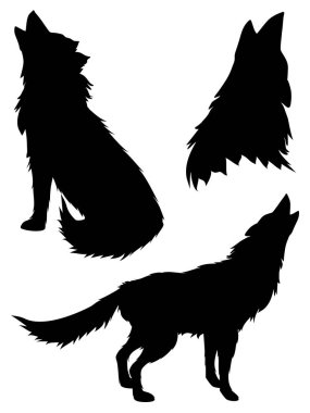 Silhouettes of Wolves clipart