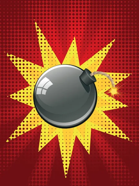 Cartoon Black Bomb — Stock Vector