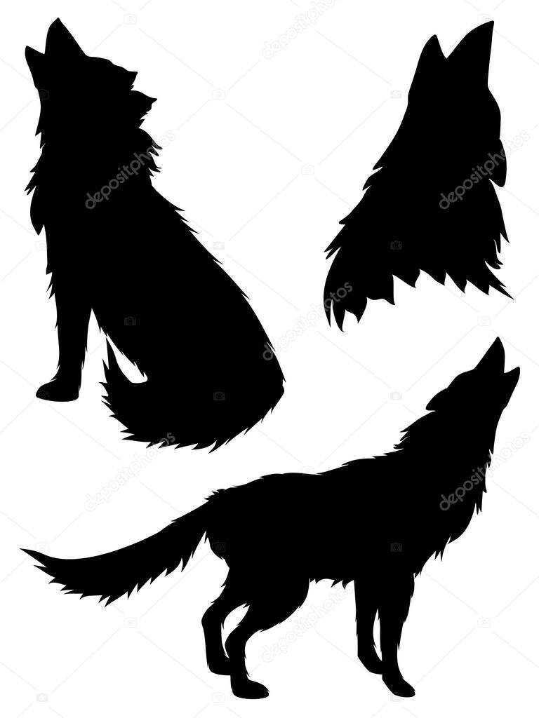 Silhouettes of Wolves