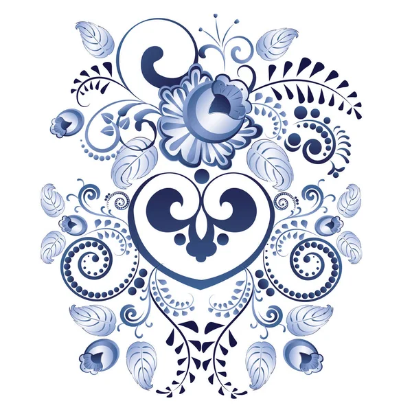 蓝色花的心 — 图库矢量图片