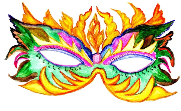 カーニバル マスク水彩画 — ストック写真