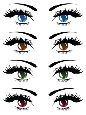 Çizgi film kadın gözleri Set