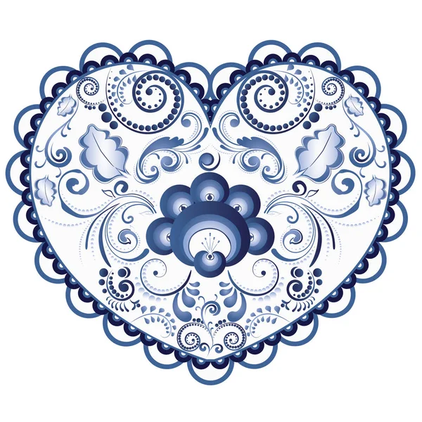 Kék virágos szív — Stock Vector