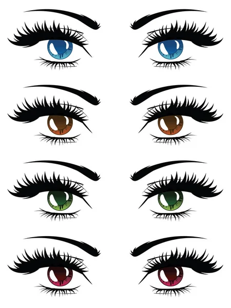 Cartoon Female Eyes Set — Stock Vector