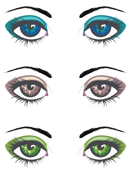 Cartoon Female Eyes Set — Stock Vector