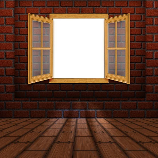 Wooden Window in Room — Stock Photo, Image