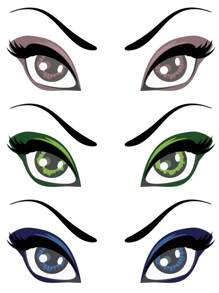 Cartoon Female Eyes Set — Stock Vector