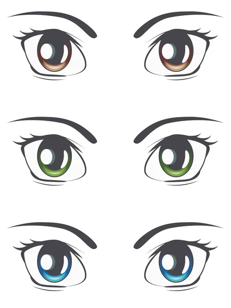 Conjunto de olhos femininos dos desenhos animados — Vetor de Stock