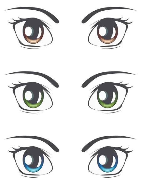 Juego de ojos femeninos de dibujos animados — Vector de stock