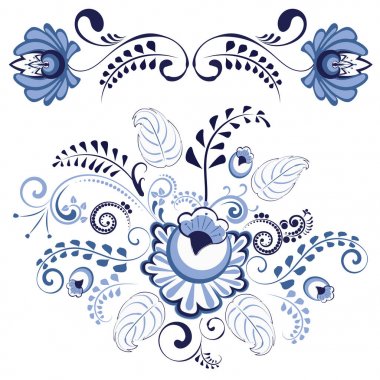 Mavi çiçekli süsler