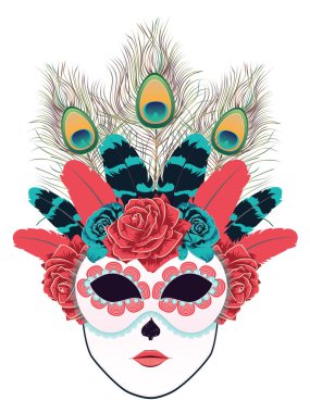 Gül ve tüylü maske