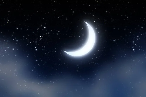 Wassende maan over de sterrenhemel — Stockfoto