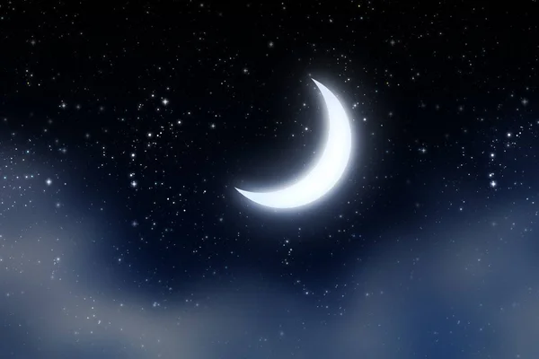 Crescent Moon over Starry Sky — Stock Photo, Image