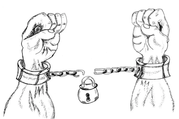 Hands in Chains Sketch — Stock Photo, Image