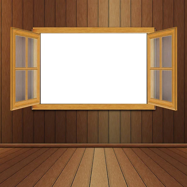 Holzfenster im Zimmer — Stockfoto