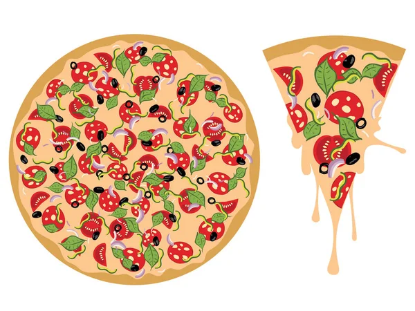 Νόστιμη πίτσα κινουμένων σχεδίων — Διανυσματικό Αρχείο