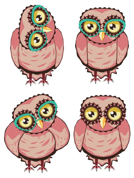 Curious Owl in Teal Glasses — Stock Vector