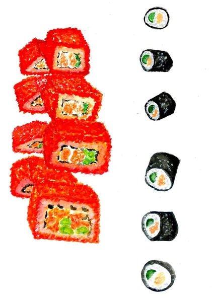 Set di sushi acquerello — Foto Stock