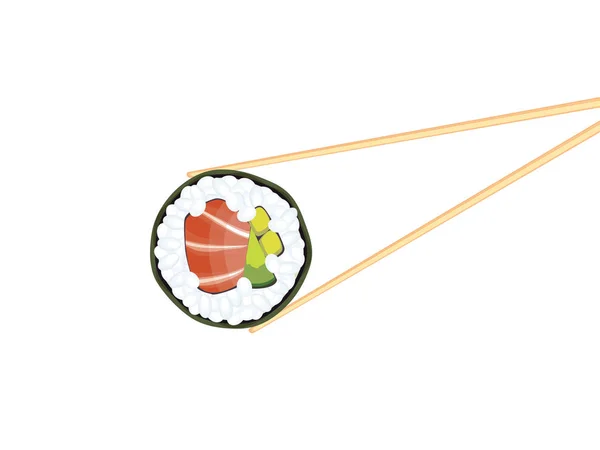 Chopsticks Holding Sushi — Stock Vector