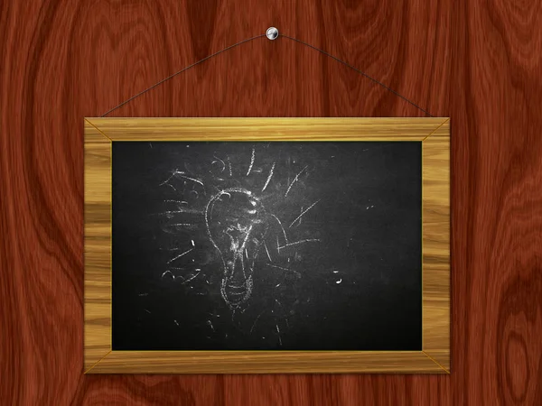 Chalkboard hang on wooden wall — Stock Photo, Image