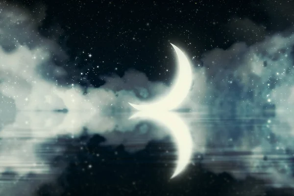 星降る空に三日月 — ストック写真