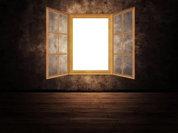 Wooden Window in Room — Stock Photo, Image