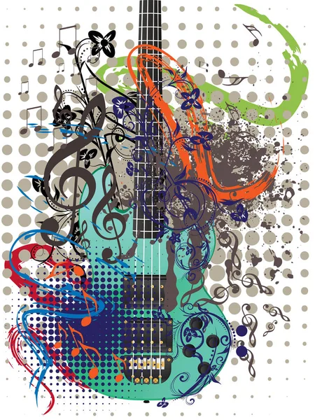 Grunge Guitar Illustration — Stock Vector
