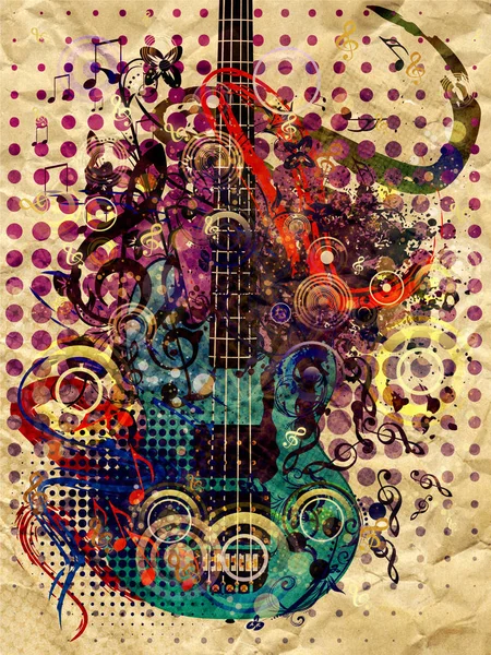 Grunge aláfestő gitár — Stock Fotó
