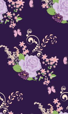 Gül ve kelebekler süsleme