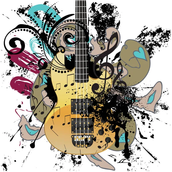 Grunge Guitarra Ilustração — Vetor de Stock