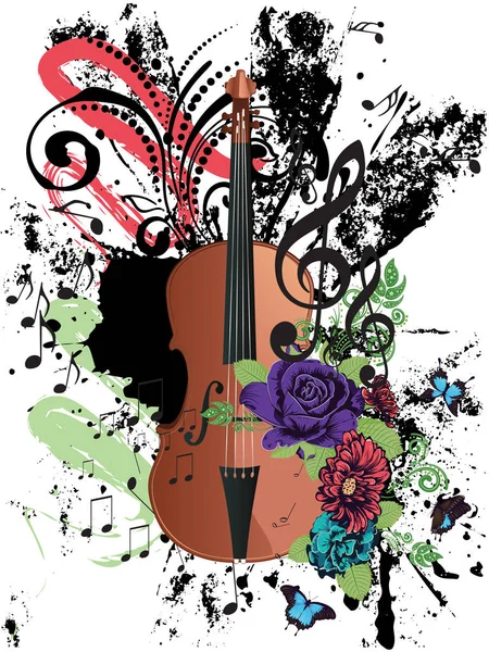 Ilustração do violino grunge — Vetor de Stock