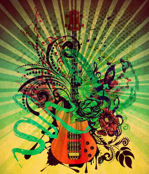 Grunge Musik Gitarre Hintergrund — Stockfoto