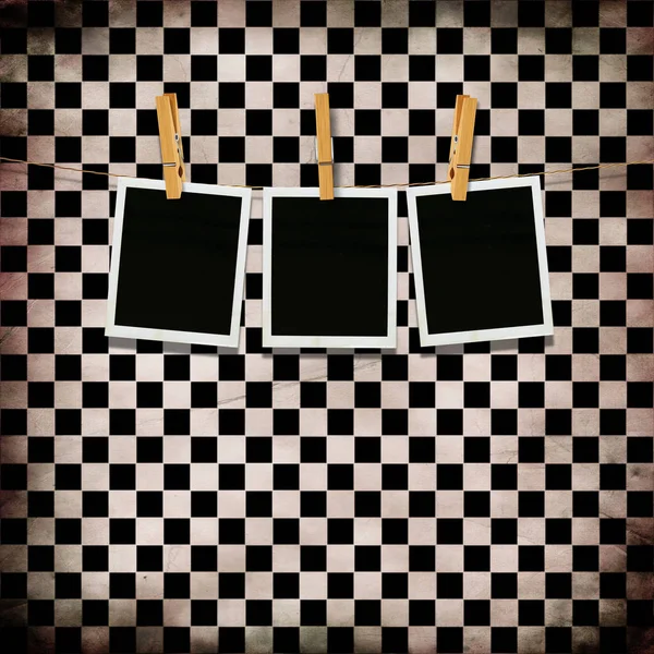 Retro Photo over Checkered Background — Stock Photo, Image