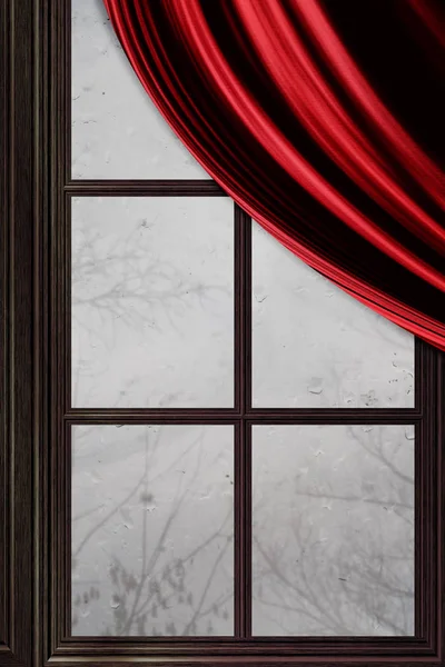 Wooden Window with Raindrops — Stock Photo, Image