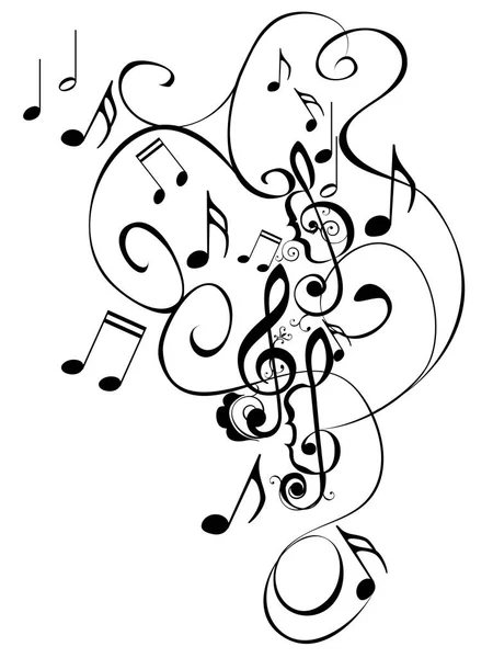 Music Notes Floral Ornament — Stock Vector
